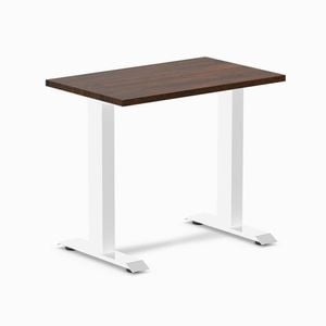 Desky Fixed Height Mini Dark Walnut Rubberwood Desk 800 X 500mm White Frame