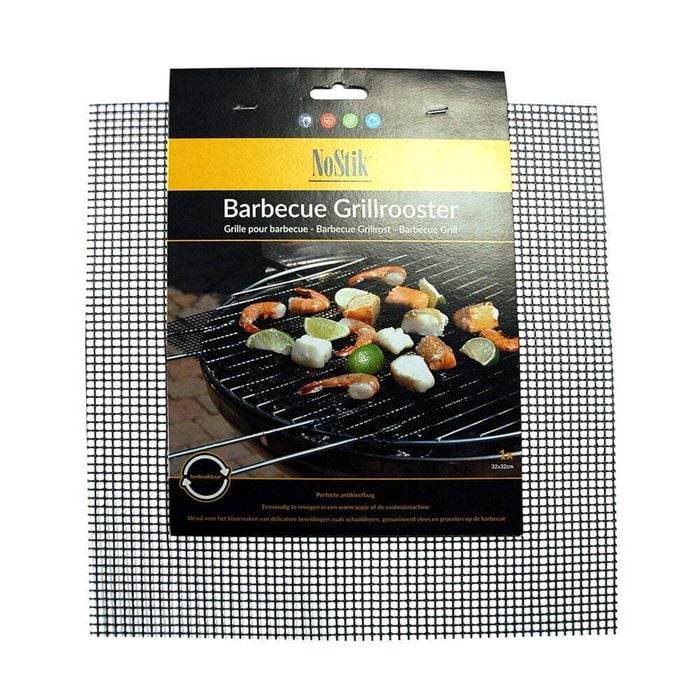 Nostik Reusable 32cm BBQ Grill Mat Pad Rectangle Black