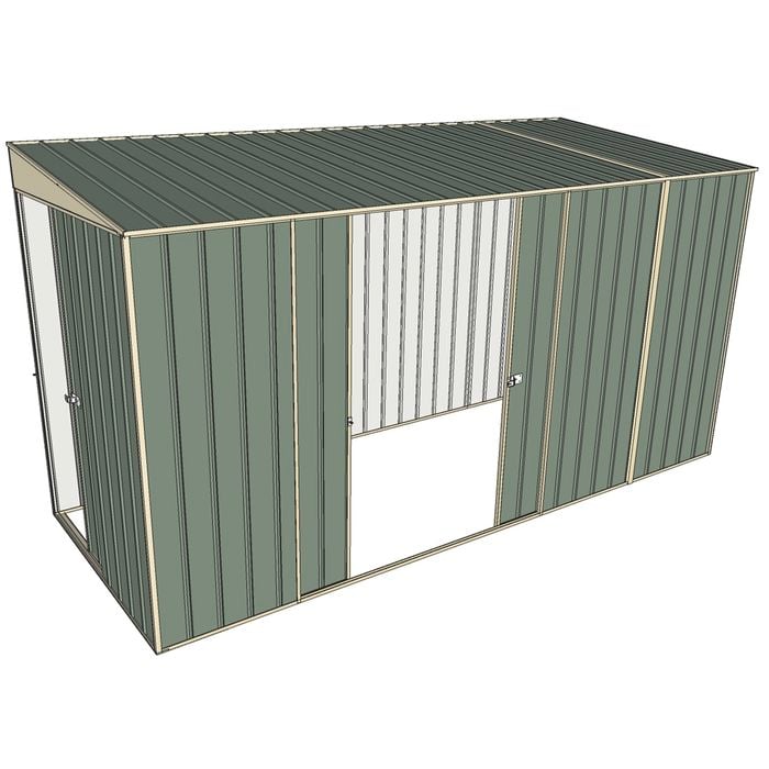 Build-a-Shed 1.5 x 3.7 x 2m Double Sliding Side Door Skillion Shed - Green