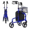 Altus 3-Wheel Walker Rollator with Wire Storage Tray and Zip Bag - Blue
