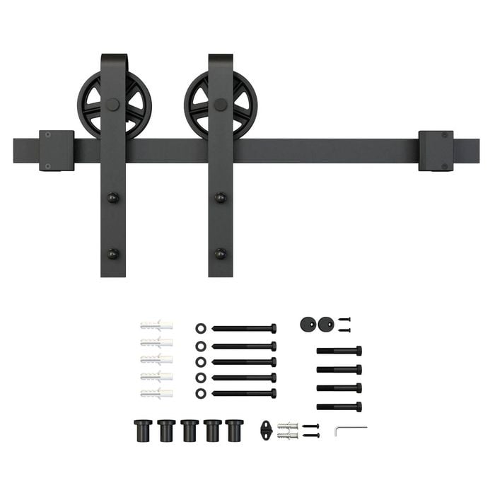 Rolltrak 2000 x 40 x 6mm Big Wheel Barn Door Track Side Mount Matte Black