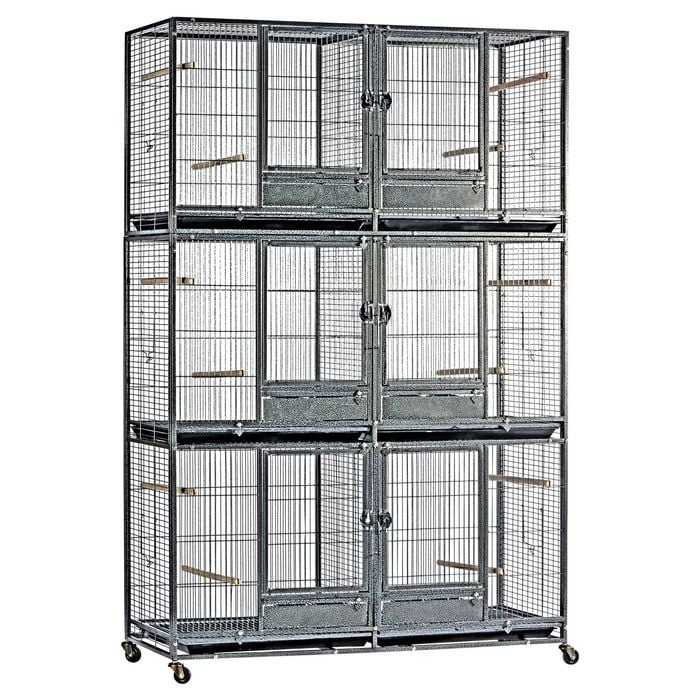 Flyline Xl Triple-double Breeding Bird Cage For Canary Parakeet Cockatiel Lovebird Finch
