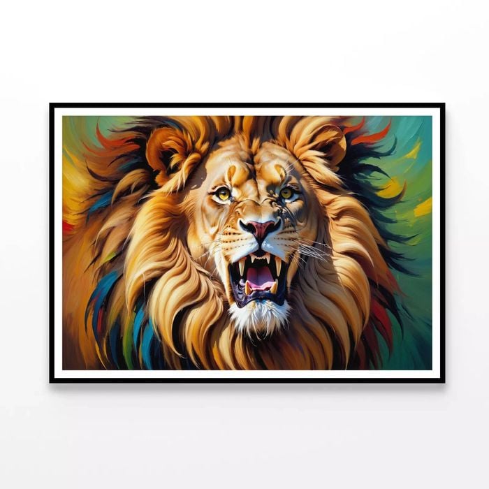 Majestic Lion Bright Oil Paints  Print 100% Australian Made 90x60cm  (Poster)