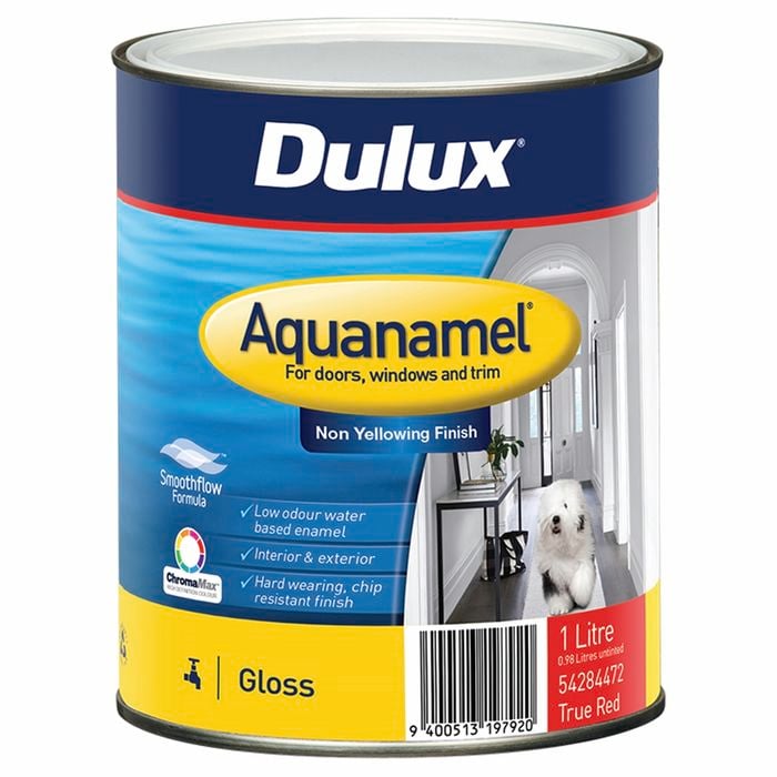 Dulux 1L Enamel Paint Aquanamel Gloss True Red