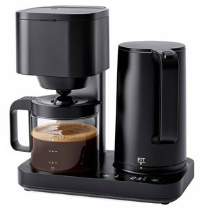 YOPOWER Coffee Machine, 1.3L Electric Kettle & 1.15L Glass Carafe, 1600W Drip Coffee Maker, 8 Cup Capacity