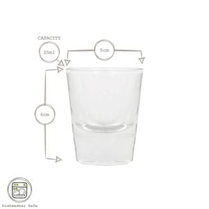 Wide Shot Glasses - 25ml - Clear - Pack of 12