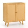Costway Bamboo Buffet Sideboard Boho Storage Cabinet Kitchen Cupboard