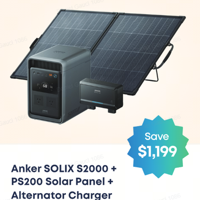 Anker SOLIX S2000 with 800W Alternator charger and 200W Bifacial Solar Panel