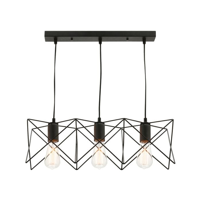 Mercator 240V 3 Light Matt Black Prism Vista Pendant Light