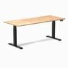 Desky Dual Natural Timber Rubberwood Sit Stand Desk 180x75cm Matte Black Frame Leg