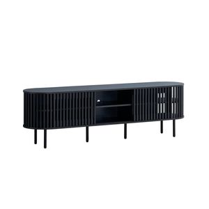 Lenora Entertainment Unit TV Cabinet 180cm 2 doors slat black