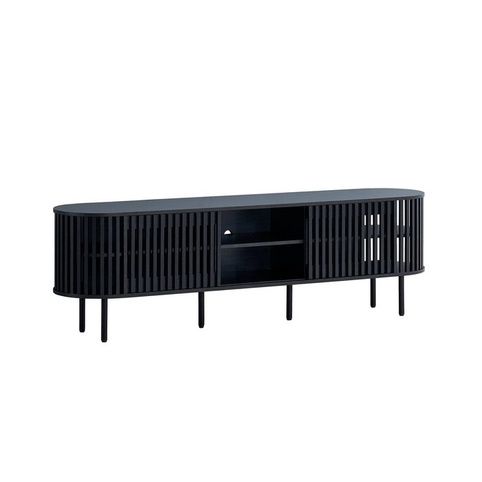 Lenora Entertainment Unit TV Cabinet 180cm 2 doors slat black