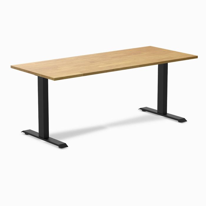 Desky Fixed Height Rubberwood Office Desk Matte Black Frame 180cm