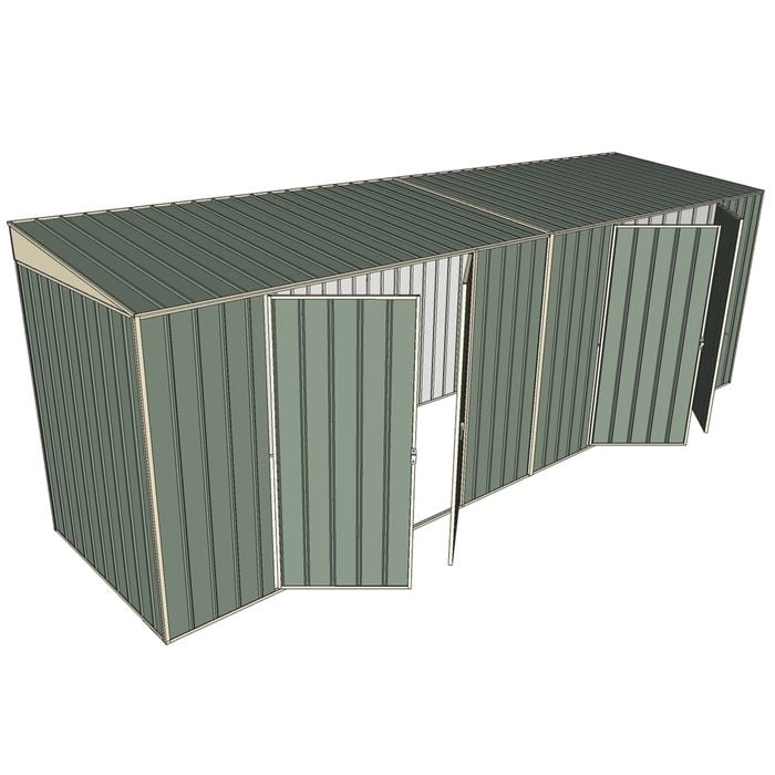 Build-a-Shed 1.5 x 6 x 2m Skillion Dual Double Hinged Side Doors Shed - Green