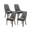 Claire Set of 4 Dining Chair Genuine Leather Solid Rubber Wood Frame Dark Brown