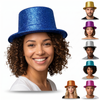 12x Glitter Top Hat Fancy Party Plastic Costume Tall Cap Fun Dress Up Bulk Mixed Colour Pack
