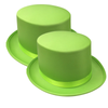 2x SATIN TOP HAT Costume Party Cap Fancy Dress Trilby Fedora One Size Light Green