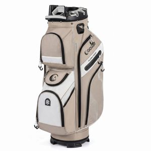Costway Lightweight Golf Cart Bag w/14-Way Full Length Dividers Umbrella Holder & Rain Hood-Khaki