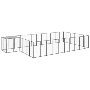 vidaXL Dog Kennel Black 19.36 m² Steel Outdoor Puppy Enclosure Dog Cage House