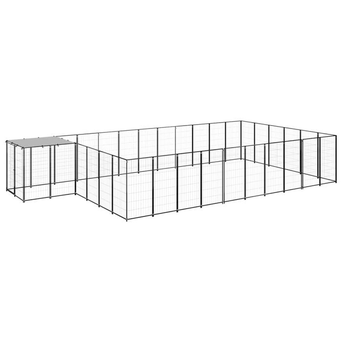 vidaXL Dog Kennel Black 19.36 m² Steel Outdoor Puppy Enclosure Dog Cage House