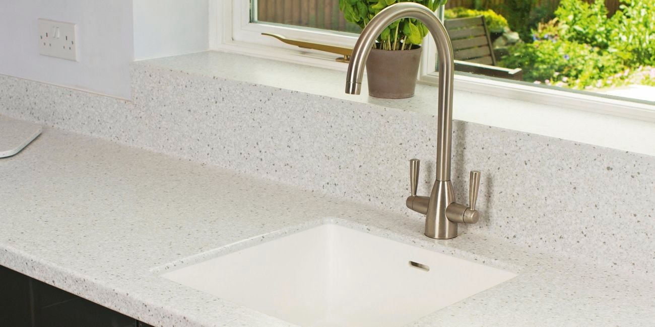 Stone kitchen benchtop with under-mounted sink