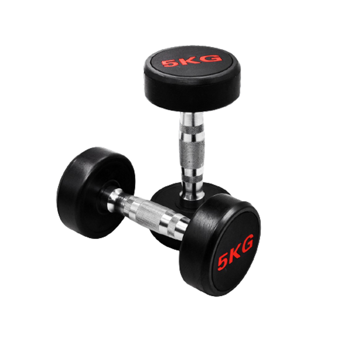 2 Pack of 5kg - Total 10kg Rubber Coated Dumbbell Hand Weight - Rubber Dumbbell