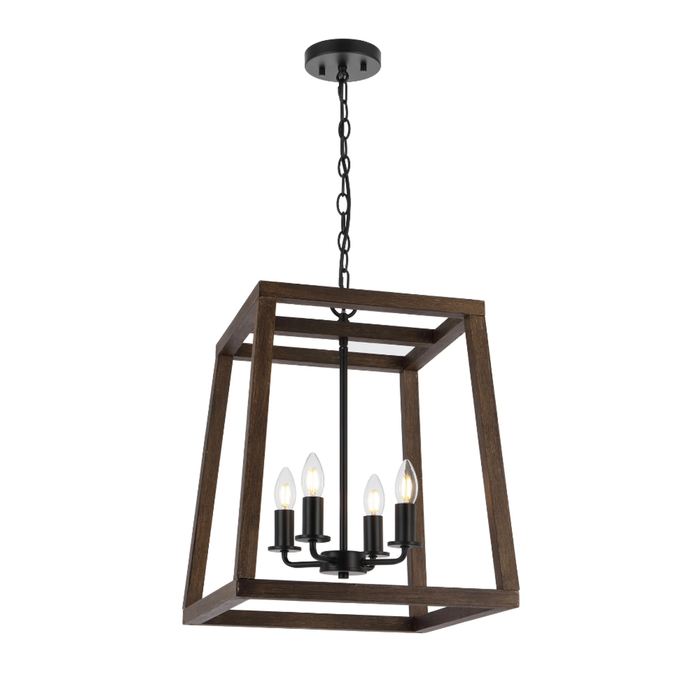 Telbix Dalton Modern Pendant Hanging Lamp Light Metal Wood Black Walnut Matte Wood Tones