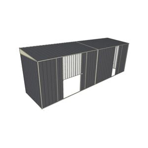 Build-a-Shed 1.5 x 6 x 2m Skillion Double and Single Sliding Side Doors Shed - Grey