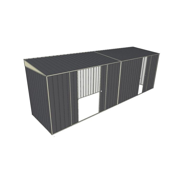 Build-a-Shed 1.5 x 6 x 2m Skillion Double and Single Sliding Side Doors Shed - Grey
