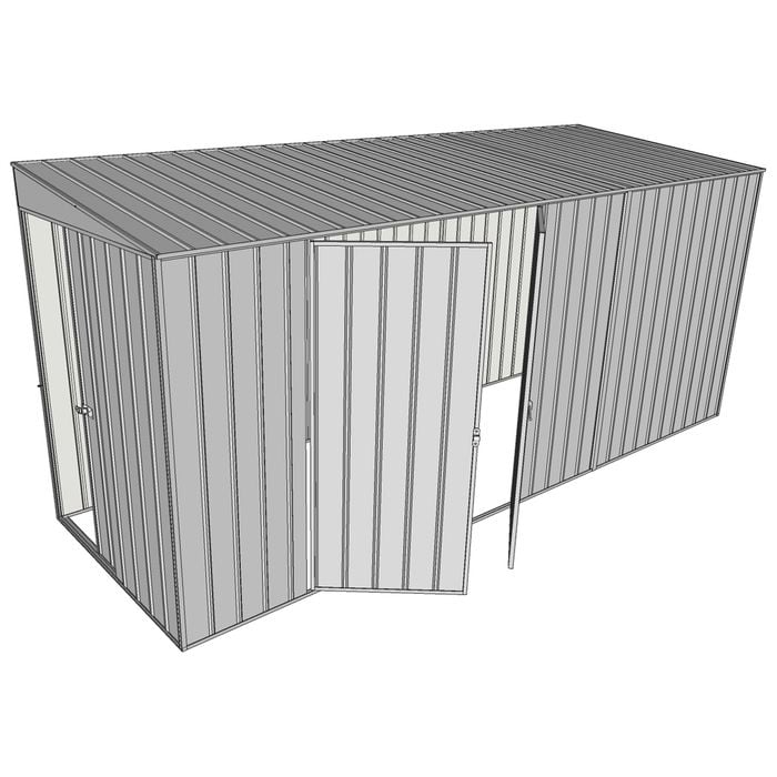 Build-a-Shed 1.5 x 4.5 x 2m Sliding Door Tunnel Shed with Side Doors - Zinc
