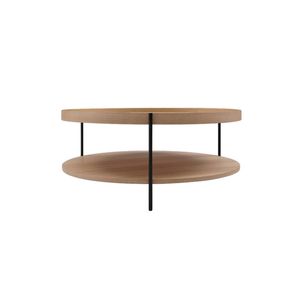 Seek and Ramble Set Of 2 Round Coffee Table & Side Table Ash & Black Bundle