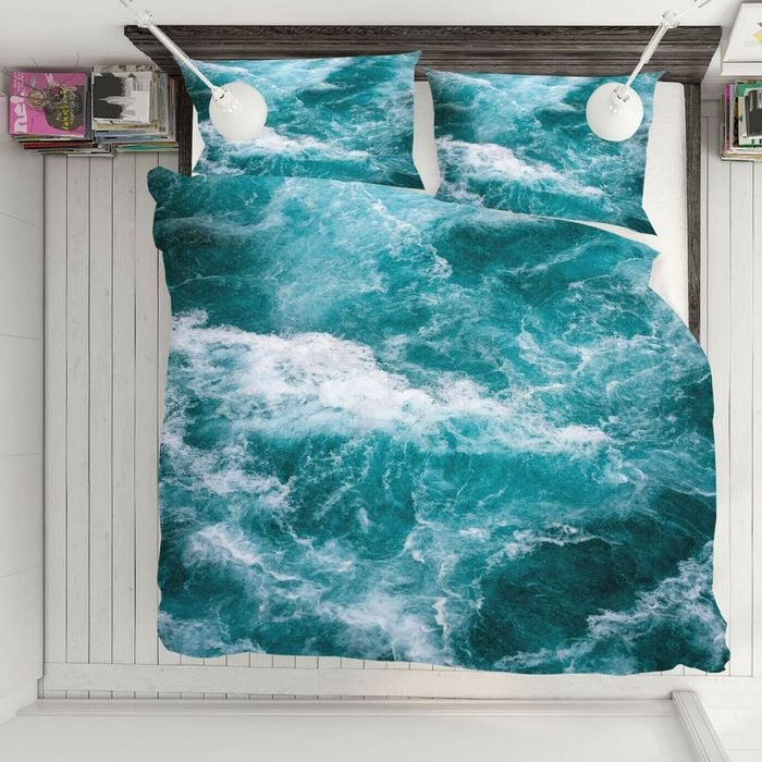 3D Blue Ocean Waves 225 Bed Pillowcases Quilt King Single Size