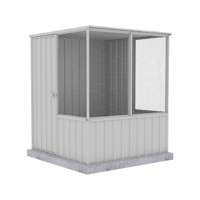 Absco Sheds 1.52 x 1.52 x 1.8m Zincalume Full Door Flat Roof Chicken Coop