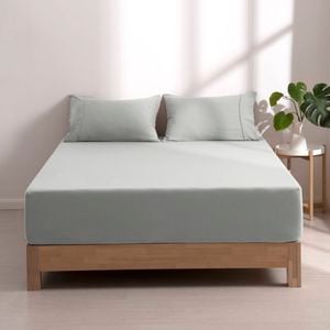 Dreamaker Superfine Washed Microfibre Combo Fitted Sheet Set Dove Grey Queen Bed