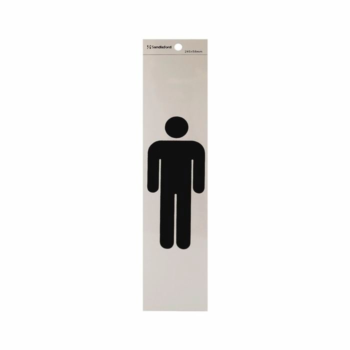 Sandleford 245 x 58mm Gentlemen Symbol Silver Self Adhesive Sign