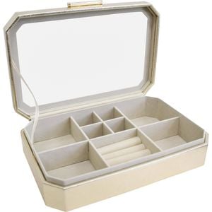 LVD MDF Glass 27.5x17.5cm Jewellery Box Storage Rectangle Large - Champagne