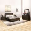 4 Pieces Bedroom Suite in Solid Wood Veneered Acacia Construction Timber Slat Queen Size Chocolate Colour