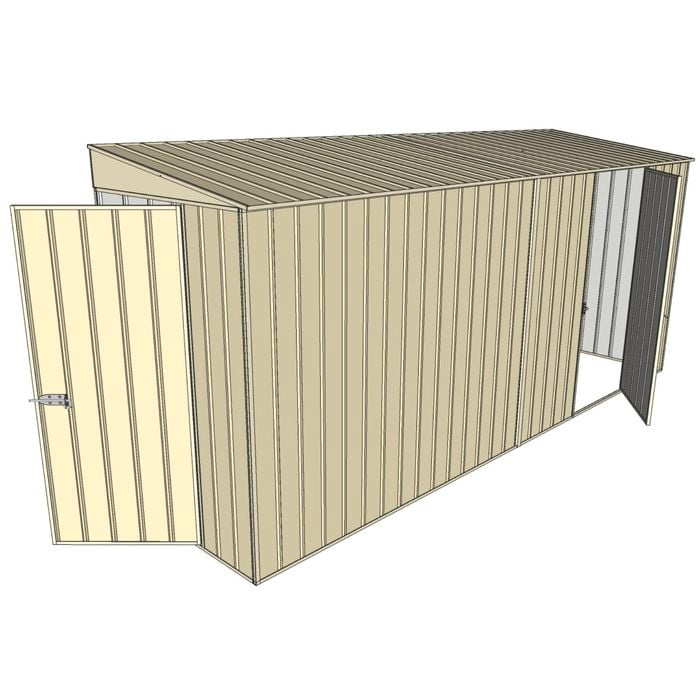 Build-A-Shed 1.2 x 4.5 x 2.0m Skillion Single Hinged Side Door Shed - Cream