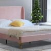 Istyle Modern Classic Olivia King Velvet Bed Frame Pink with Gold Legs