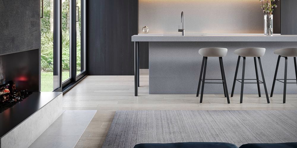 An
  infusion of gentle particles across a sophisticated grey palette make for an
  edgy and modern design. i/n 0646148