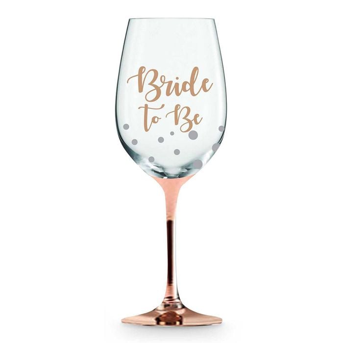 Bride To Be Rose Gold Stem Wine Glass Gold 430ml Drinking Cup