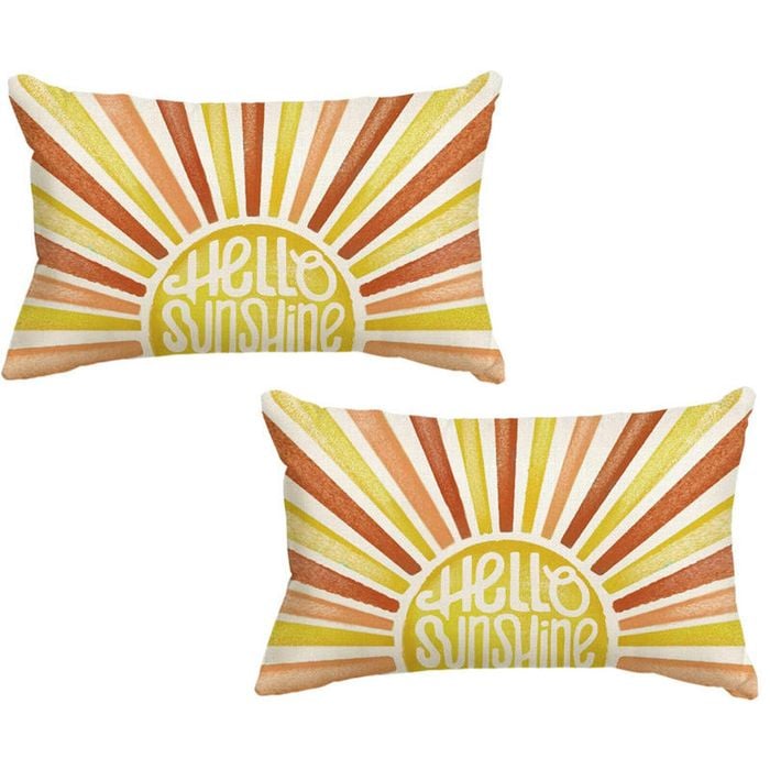 Catzon 2 Pcs Summer Lumbar Pillow Covers Linen Pillowcase for Home Decor-Set 45