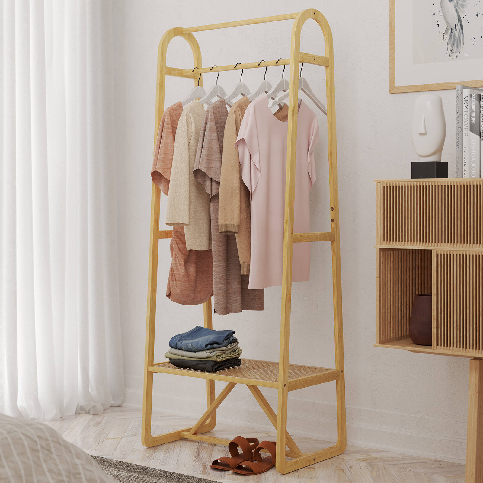 Flexi Storage Living Bamboo And Rattan Garment Rack