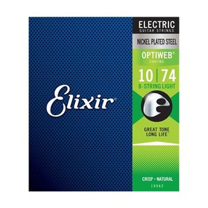 Elixir #19062 Electric Guitar 8 Strings Optiweb Nickel Plated Steel 10-74 Light