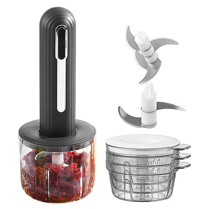 Catzon Electric Garlic Chopper Usb Rechargeable Cordless Vegetable Masher-black