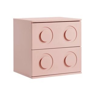 Oikiture Bedside Table 2 Drawers Nightstand Pink