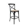 Aster Crossback Bar Stools Dining Chair Solid Birch Timber Rattan Seat - Black