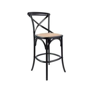 Aster Crossback Bar Stools Dining Chair Solid Birch Timber Rattan Seat - Black