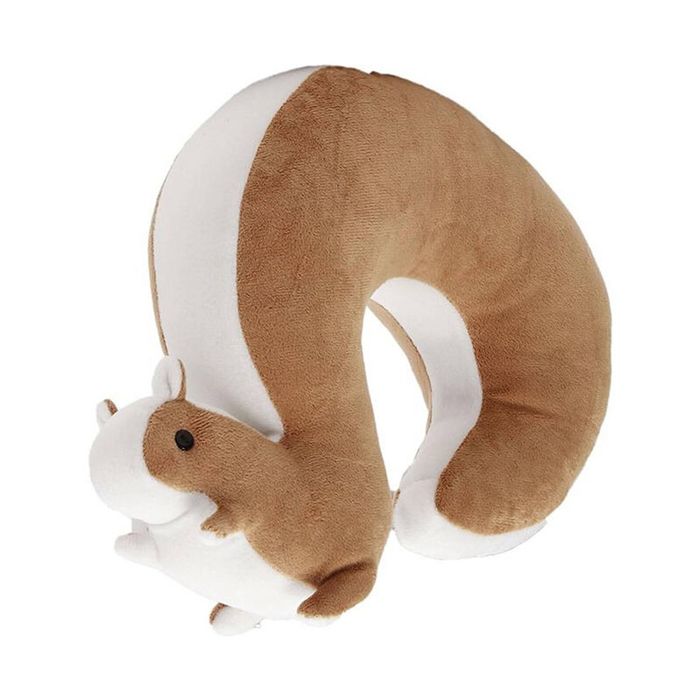 Catzon Plush Squirrel Neck Pillow Funny Nap Cushion-Coffee