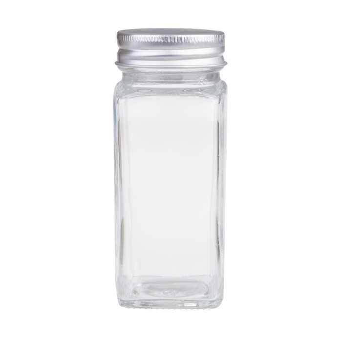 Appetito Glass Square Spice Jar with Metal Lid